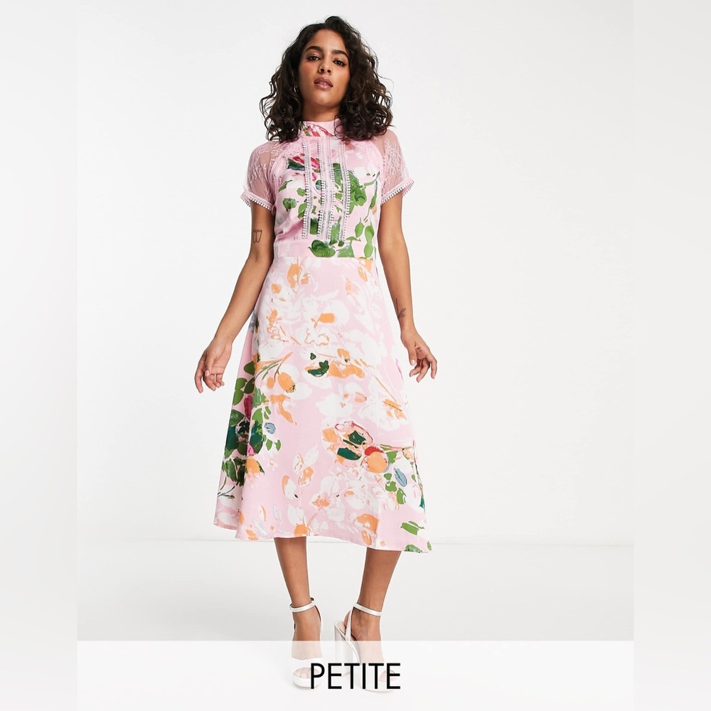 NWT Liquorish Pink Floral Lace Dress